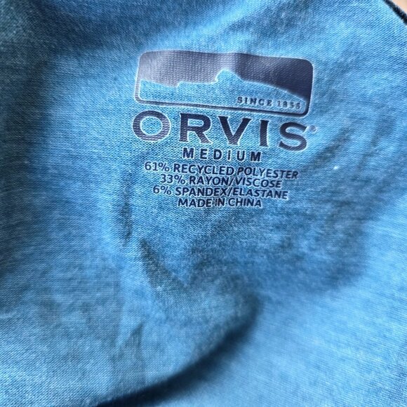 ORVIS Sz M DriCast Long-Sleeve UPF 50+ Blue Lagoon Shadow Floral Shirt Top - Picture 3 of 6